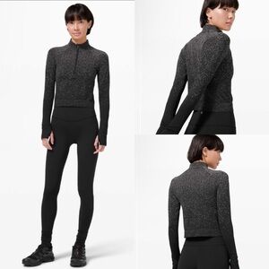 Lululemon Rest Less Cropped 1/2 Zip
Herringbone Fade Black / White! EUC